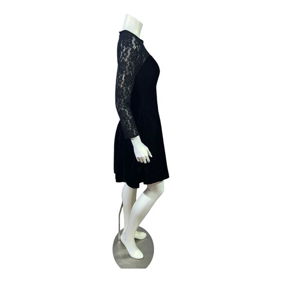 JUMP Apparel Co. Black Velvet Lace Fit & Flare Dress Size 9/10 Sweetheart Bodice - Picture 2 of 15